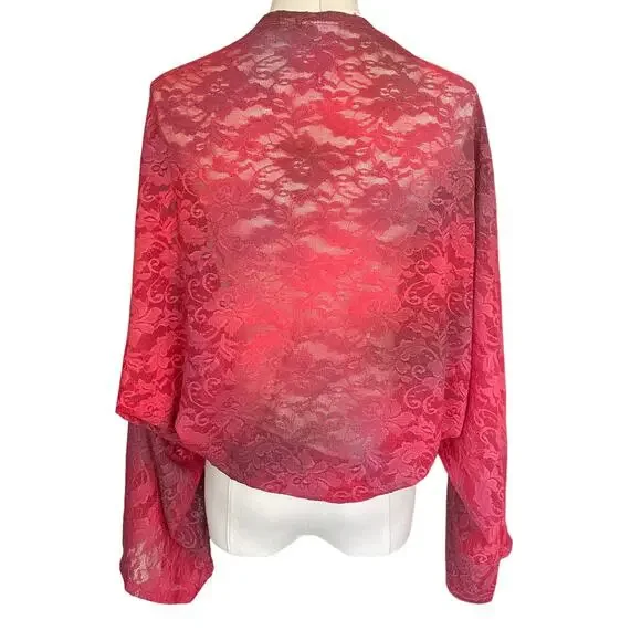 LOGO Womens Lace Shrug Ombré Fairycore Shawl Open Cardigan Size Medium Large - Picture 2 of 5